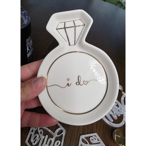 Bride Earrings Bachelorette Jewelry Mrs Pearl Earrings, Tumbler, I do ring holde - Picture 13 of 15